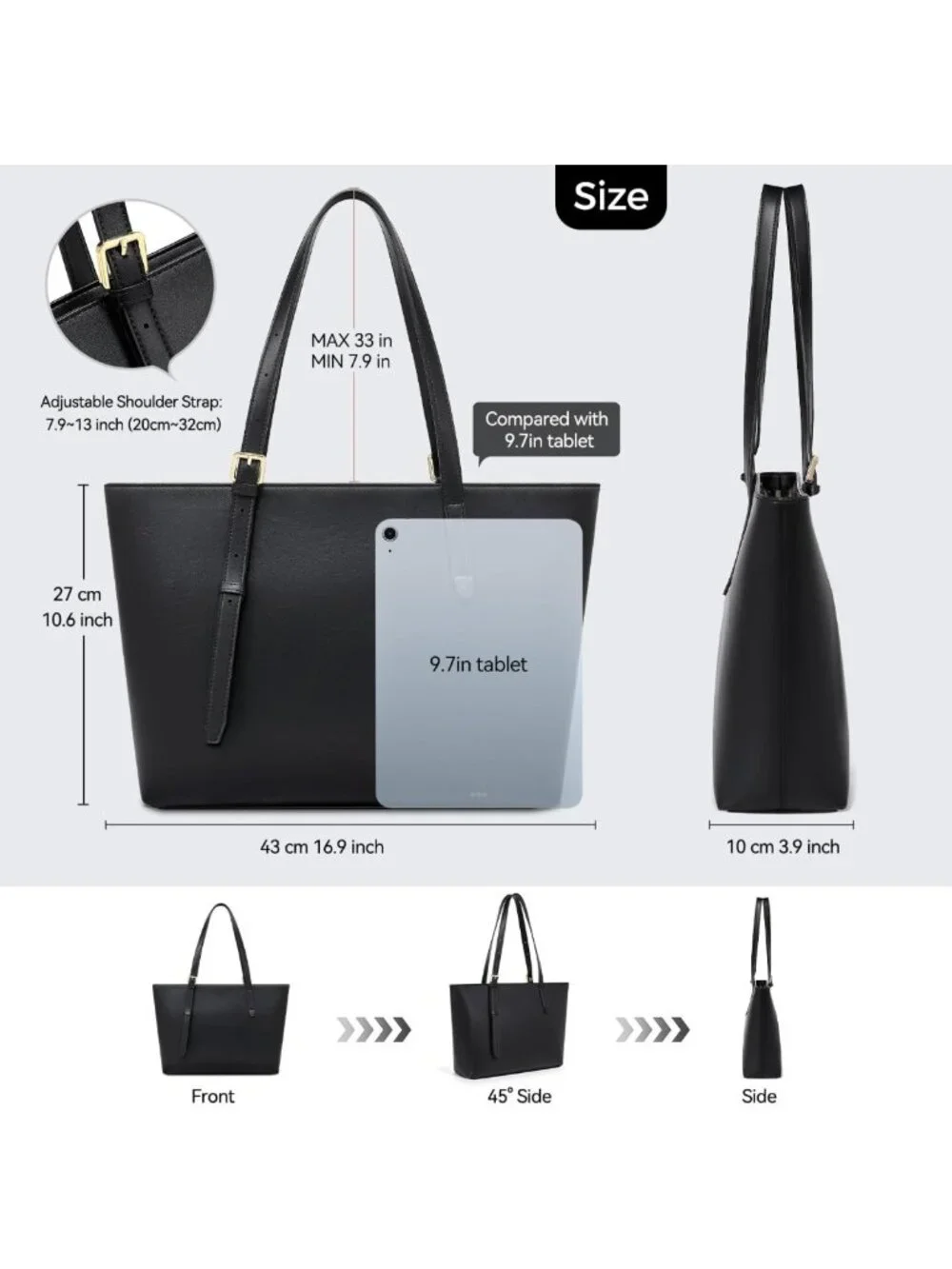 Stylish Soft Faux Leather Tote Bag for Women - Perfect for Work, Daily, Office